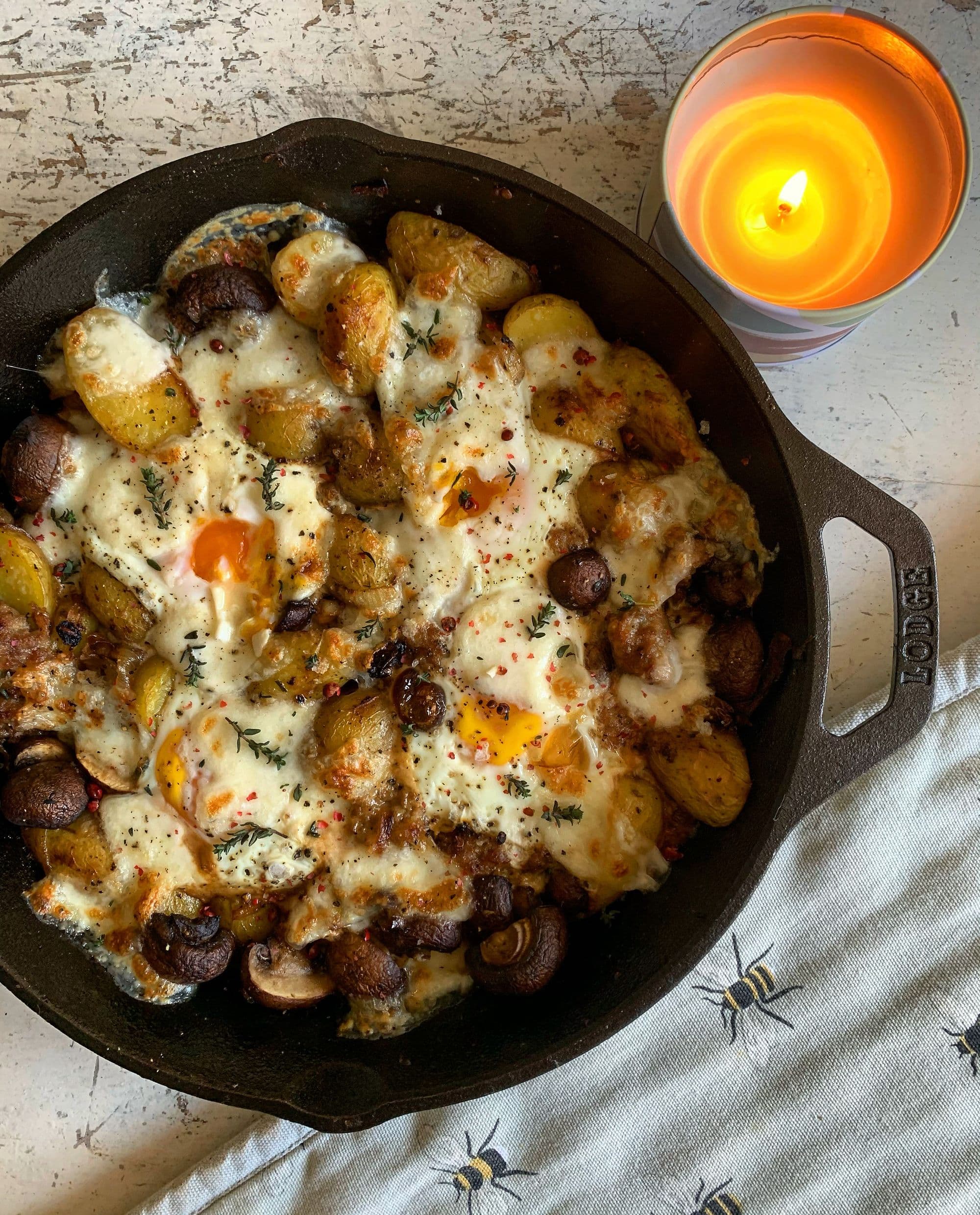 Caramelised Onion Sausage Baked Eggs 