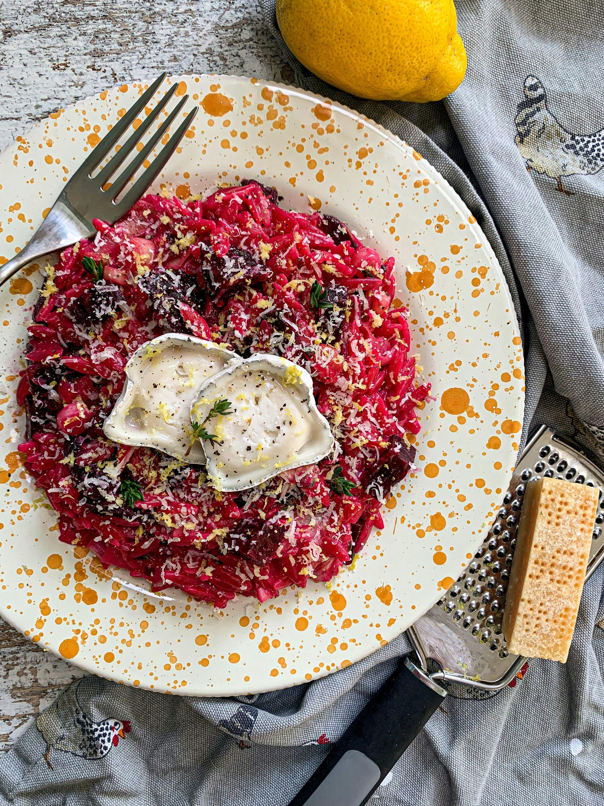 Beetroot, Goats Cheese and Lemon Orzo